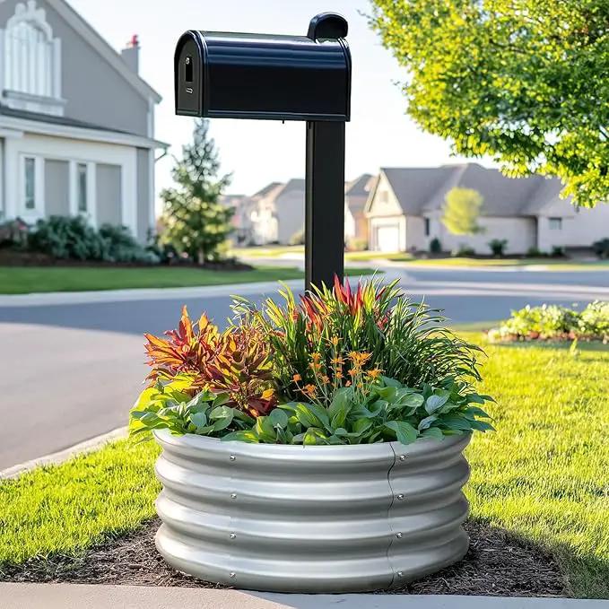 KING BIRD Raised Garden Bed Galvanized Round Planter Box Outdoor for Gardening, Plants, Vegetables, Flowers, Silver, 24x24x12 in, 2 Packs by GreenHaven Gardens