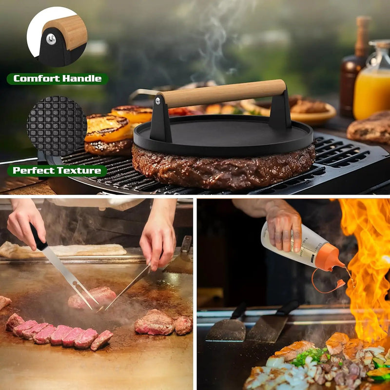 134 Pcs Griddle Accessories Kit for Blackstone - Perfect Flat Top Grill Accessories for Outdoor, Professional Round Melting Dome with Cast Iron Smash Burger Press for Barbecue. by GreenHaven Gardens