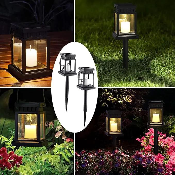 GIGALUMI Solar Lanterns Outdoor Waterproof, 4 Pack Hanging Solar Lanterns for Outside, Candle Effect Outdoor Lights for Pathway, Garden, Patio, Lawn, Porch, Gazebo, Tent, Tree, Yard(Constant Lights) by GreenHaven Gardens