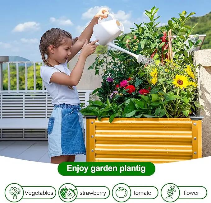Land Guard Galvanized Raised Garden Bed with Legs, Galvanized Planter Raised Garden Boxes Outdoor, Oval Large Metal Raised Garden Beds for Vegetables(Yellow)……… by GreenHaven Gardens