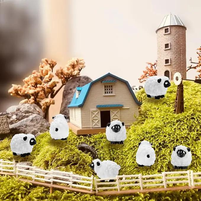 Bbiamsleep 105 Pcs Mini Sheep Figurines Miniature Sheep Tiny Sheep Mini Plastic Sheep Mini Resin Figurine for Fairy Garden Micro Landscape Decor Cake Topper by GreenHaven Gardens