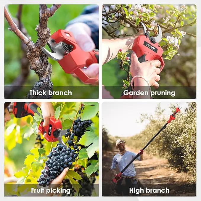Electric Pruning Shears with Telescopic Rod, 50mm 1.96" Cutting Diameter Cordless Pruner with 2 Rechargeable Batteries, Tree Branch Cutter with SK7 Blade for Gardening Pruning by GreenHaven Gardens