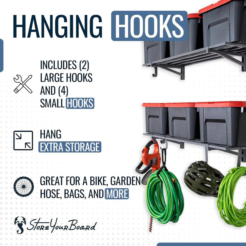StoreYourBoard 2-Pack Heavy Duty Wall Shelves – Wall-Mounted Garage Storage Shelving and Organization for Sheds, Closets, or Utility Rooms – Holds 200 lbs, 1ft x 4ft, Hammered Gray by GreenHaven Gardens