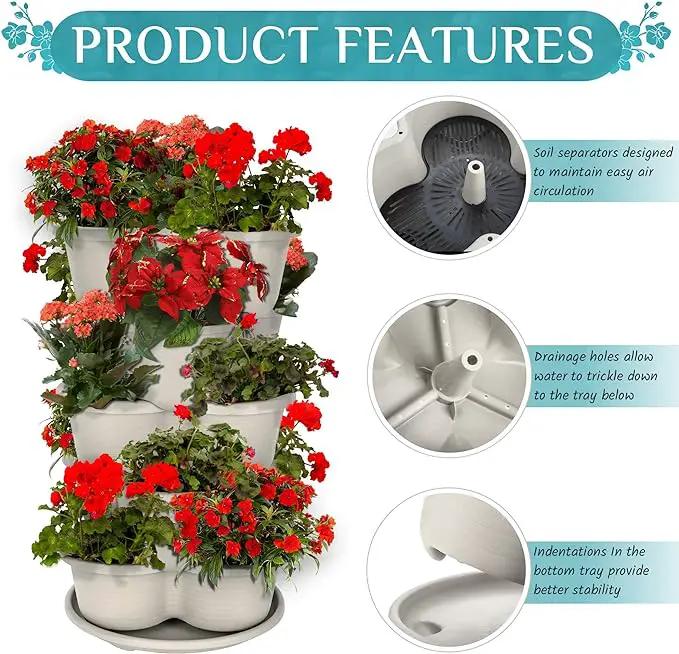 Amazing Creation Stackable Planter, Vertical Oasis Tiered Garden Planter, Grow Vegetables, Herbs, and Succulents with Ease by GreenHaven Gardens