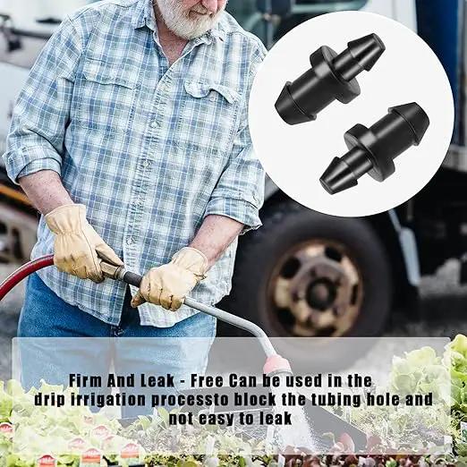 AIEX 100pcs Drip Irrigation Plugs, 1/4" Drip Tubing End Cap Irrigation Stopper Goof Hole Plugs Drip System Parts for Home Garden Lawn (Black) by GreenHaven Gardens