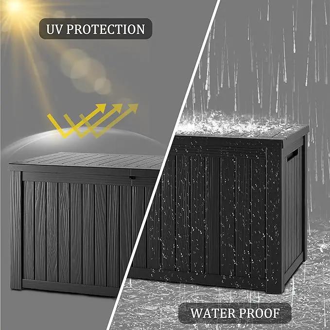 Heavy-Duty 270 Gallon Waterproof Deck Storage Box, Outdoor Storage for Garden & Patio, Lockable Resin Storage Chest for Pool Accessories, UV-Resistant, Onyx Black by GreenHaven Gardens