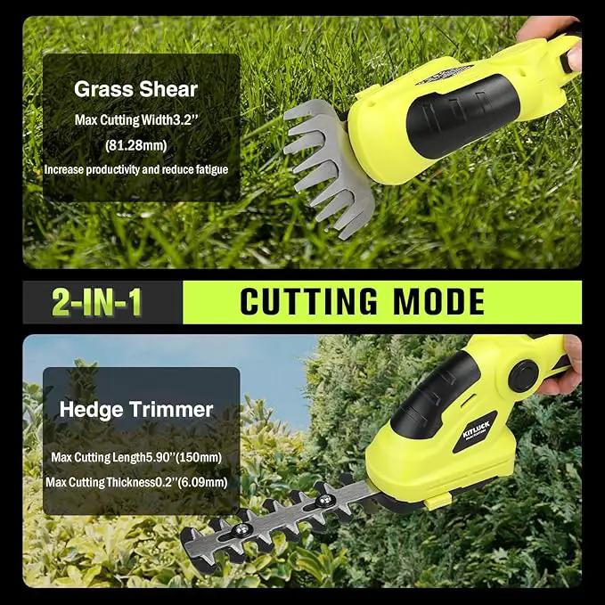 KITLUCK 8V Cordless 2-in-1 Grass Shear & Hedge Trimmer,Handheld Electric Grass Trimmer Hedge Shears/Grass Cutter Rechargeable,2000mAh Battery for Yard, Garden, Lawn Care by GreenHaven Gardens