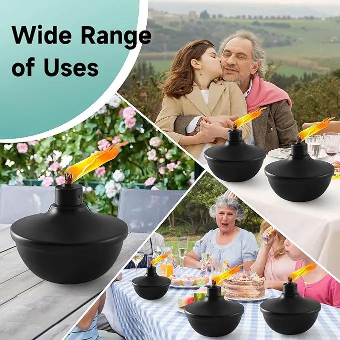 6 Pack Metal Table Top Torches,23.5 oz Citronella Torches for Outside,Refillable Flame Light Torch with Wicks and Covers for Party, Garden Decor,DIY by GreenHaven Gardens