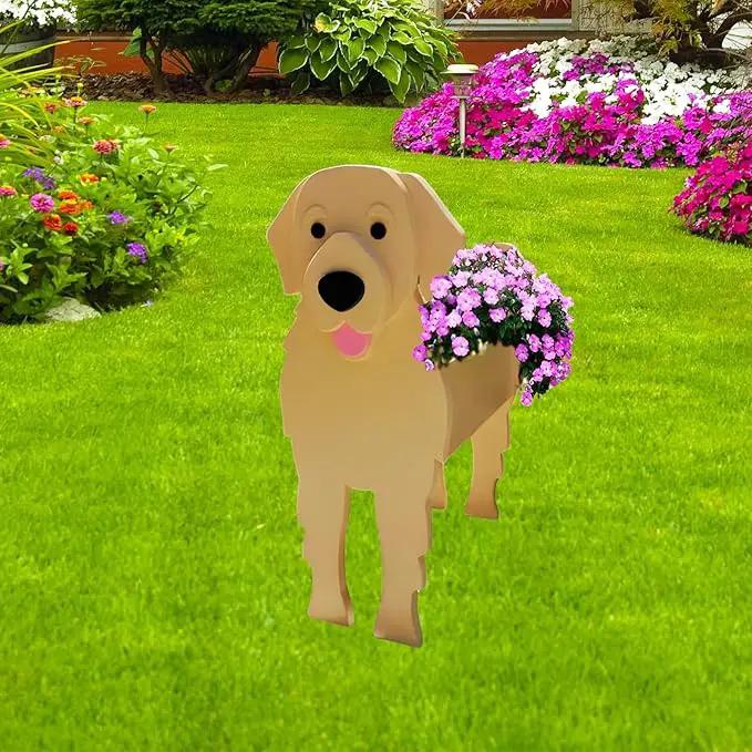 Golden Retriever Dog Planter Plant Pots,Cute Garden Dog Flower Planter,Large Dog Planters Birthday Gifts for Women,Office,Indoor/Outdoor Decor（9.84 * 8.66 * 17in） by GreenHaven Gardens