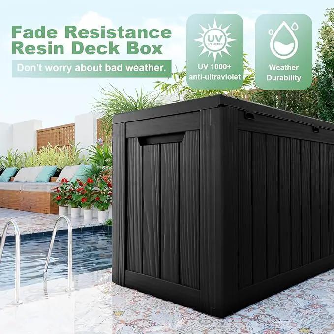 DRATO 80 Gallon Deck Box, Outdoor Storage Box for Patio Furniture, Patio Cushions, Gardening Tools, Pool Supplies 480lbs Weight Capacity,Waterproof Resin Storage Boxes by GreenHaven Gardens