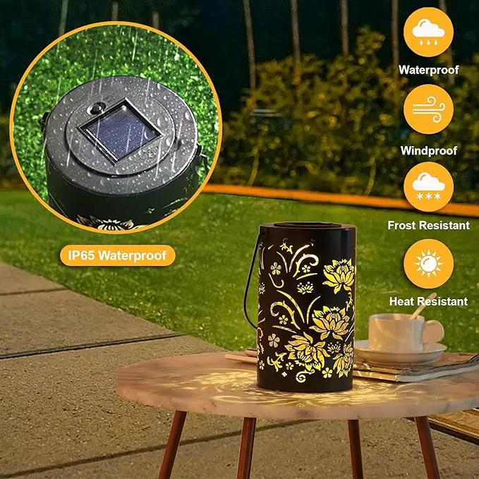Solar Lanterns Outdoor Hanging Waterproof Metal Lotus Pattern Lanterns for Garden Patio Yard Lawn Front Porch Decor as Birthday Gifts for Mom Grandma Women by GreenHaven Gardens