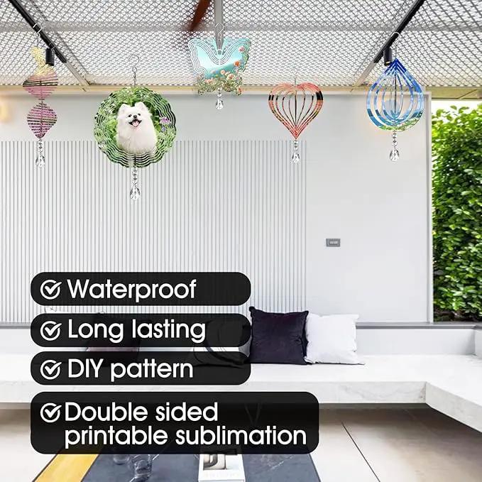 Sublimation Wind Spinner Blanks 8 Inch 5 Pack Wind Spinners Sublimation Blanks with Crystal Pendant Aluminum Metal Wind Spinners for Yard Garden Indoor Outdoor Window Porch Decoration（Fishbone by GreenHaven Gardens