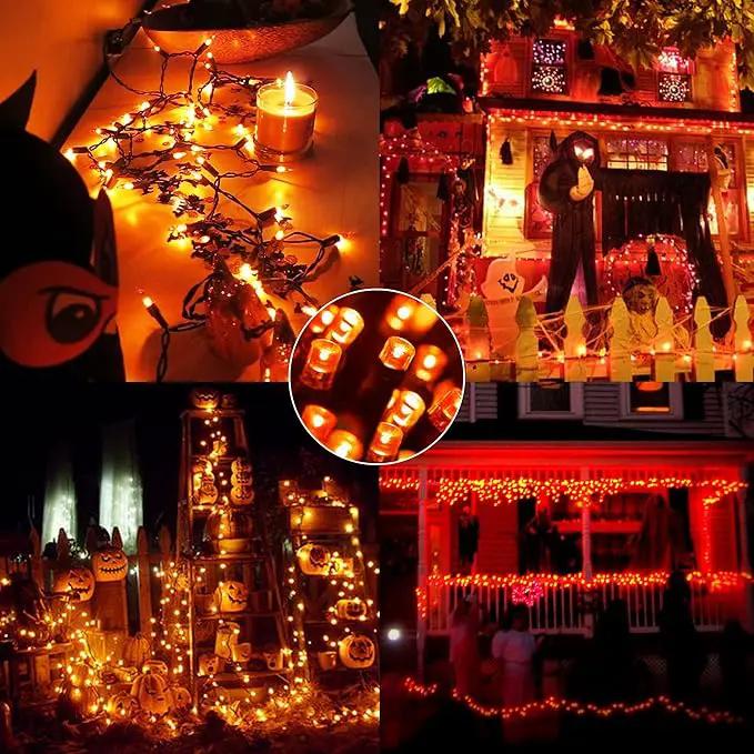 weillsnow 164FT 500 LED Orange Halloween Lights, 8 Modes Waterproof Plug in String Lights for Halloween Indoor Outdoor Yard Party Wedding Garden Home Decorations (Orange) by GreenHaven Gardens