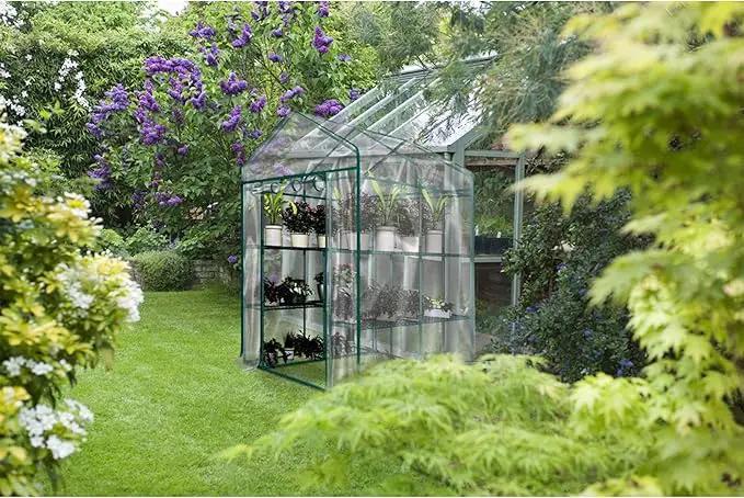 Home-Complete 514537FXW Walk-in Greenhouse-Indoor Outdoor with 8 Sturdy Shelves-Grow Plants, Seedlings, Herbs, or Flowers in Any Season-Gardening Rack, Green by GreenHaven Gardens