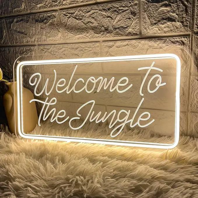 Welcome to the Jungle Neon Sign, Neon Light Sign for Wall Decor Dimmable Warm White LED signs for Bedroom Home Birthday Party Wedding Engagement Garden Man Cave Decor USB Powered by GreenHaven Gardens