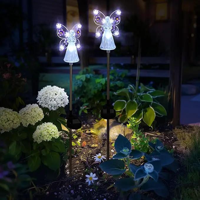 GIGALUMI Solar Angel Garden Stake Lights - 2 Pack Angel Solar Lights Outdoor Garden, Eternal Light Angel with 7 LEDs for Cemetery Grave Decorations, Memorial Gift, Christmas Yard Art, Sympathy Gifts by GreenHaven Gardens
