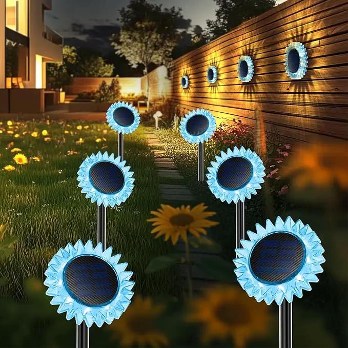 Hogni 6PK Solar Garden Lights, Ground Stake/Hang 2 in 1 Solar Sunflowers Outdoor Waterproof IP67, Outdoor Decor for Pathway Walkway Landscape Backyard Fence Decoration by GreenHaven Gardens