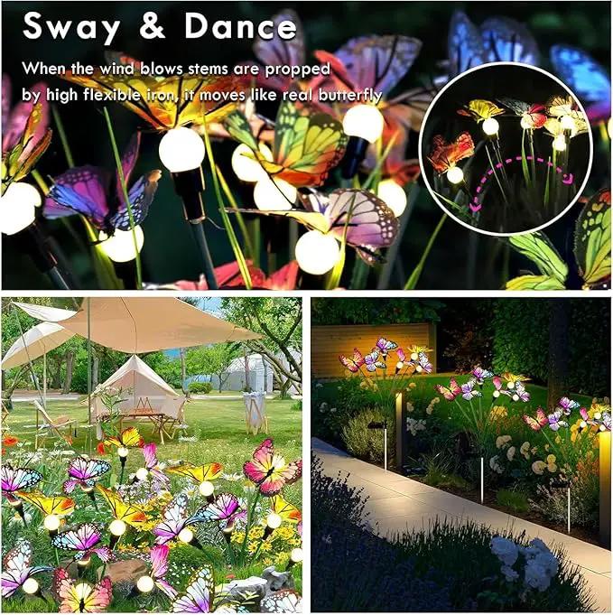 Swaying Solar Butterfly Light, Solar Garden Lights Outdoor Waterproof,Garden Decoration for Yard,Patio,Lawn,Pathway (2 Pack) by GreenHaven Gardens