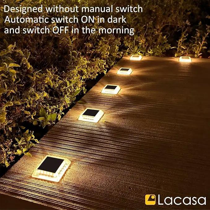 Lacasa Outdoor Solar Light, 4 Pack 30LM IP68 Waterproof Solar Garden Light Auto On/Off Solar Lighting for Stairs Paths Paths Paths Patio Deck Dock, Warm White 2700K by GreenHaven Gardens