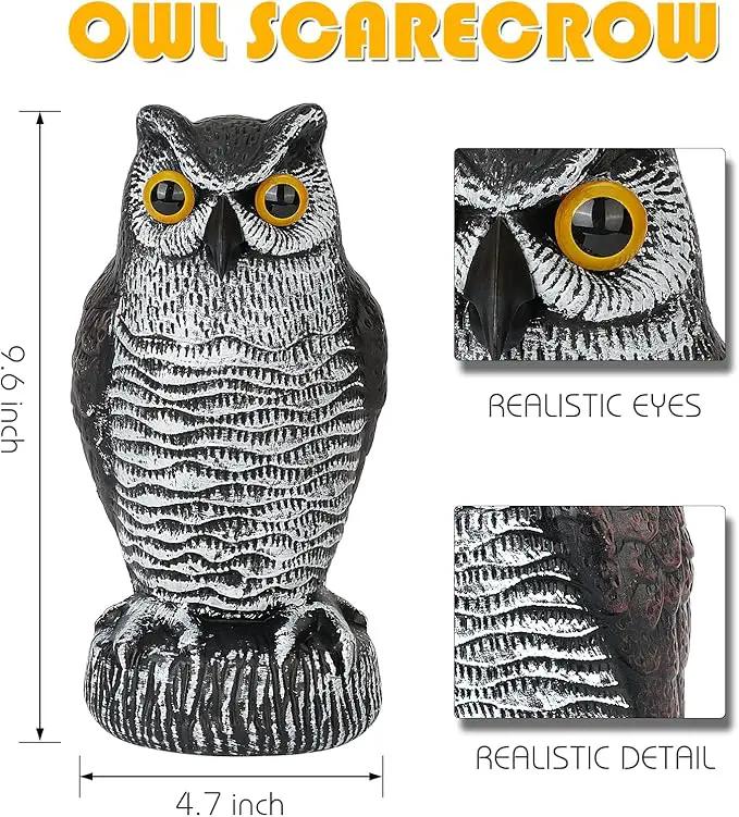 3-Pack Owl Decoys for Bird Deterrent - Weatherproof Bird Repellent Devices for Outdoor Use - Plastic Owls to Scare Birds Away and Control Garden Pests by GreenHaven Gardens