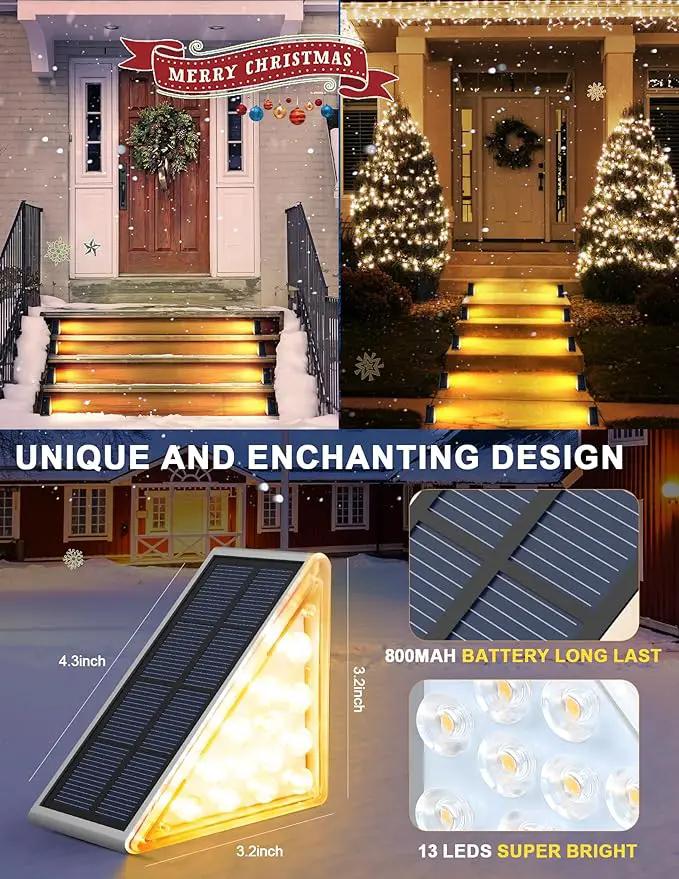 LED Solar Step Lights Waterproof Outdoor Stair Lights, Warm White Solar Deck Lights IP67 Solar Decoration Lights for Yard, Patio, Garden, Walkways, Front Door, Pathway, Driveway, Porch 12 Pack by GreenHaven Gardens