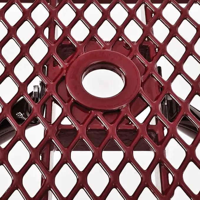 Global Industrial 4 ft. Expanded Metal Rectangular Outdoor Steel Picnic Table, Red by GreenHaven Gardens