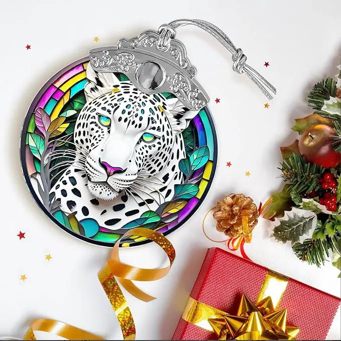 Stained Glass Suncatcher, Jocidea Leopard Ornament, Christmas Ornaments, Holidays Ornaments, Christmas Tree Decor, Leopard Decor for Home, Leopard Gifts by GreenHaven Gardens