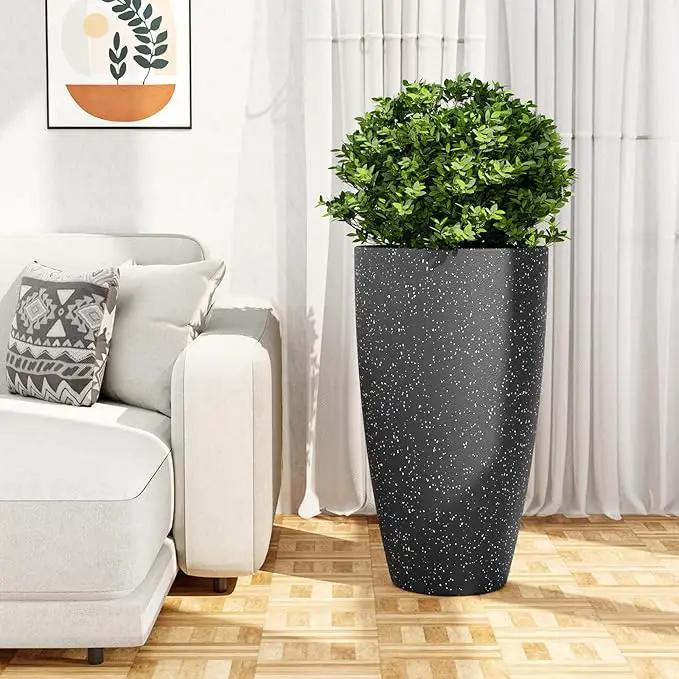 QCQHDU 21 inch Tall Planters for Indoor & Outdoor Plants, 2 Pack Sturdy Plant-Flower-Tree Pots for Front Porch Patio Deck Living Room Decor by GreenHaven Gardens