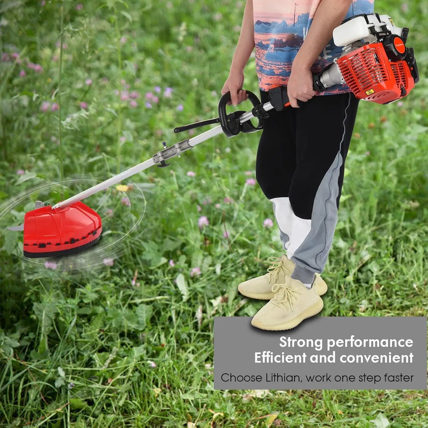 2024 New Gas Weed Wacker, 52cc 2-Stroke 5 in 1 Multi-Functional Lawn Mower Hedge Trimmer Pruners Gas Powered Brush Cutter, Weed Eater for Grass and Bush Shipping from US (Red 2) by GreenHaven Gardens