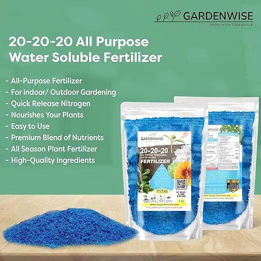 20-20-20 Water-Soluble Fertilizer – Powder for Liquid Plant Food for Indoor & Outdoor Plants, Orchids, Vegetables, Lawns, Flowers – 20 20 20 Fertilizer (10 QUARTS) by GreenHaven Gardens
