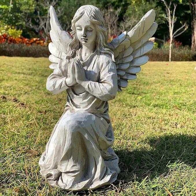 Praying Angel Garden Statue, Religious Fairy Sculpture Waterproof Decorative Figurine Art Decor for Patio, Lawn, Yard, Housewarming Ornament Present Angels HSa-1 by GreenHaven Gardens