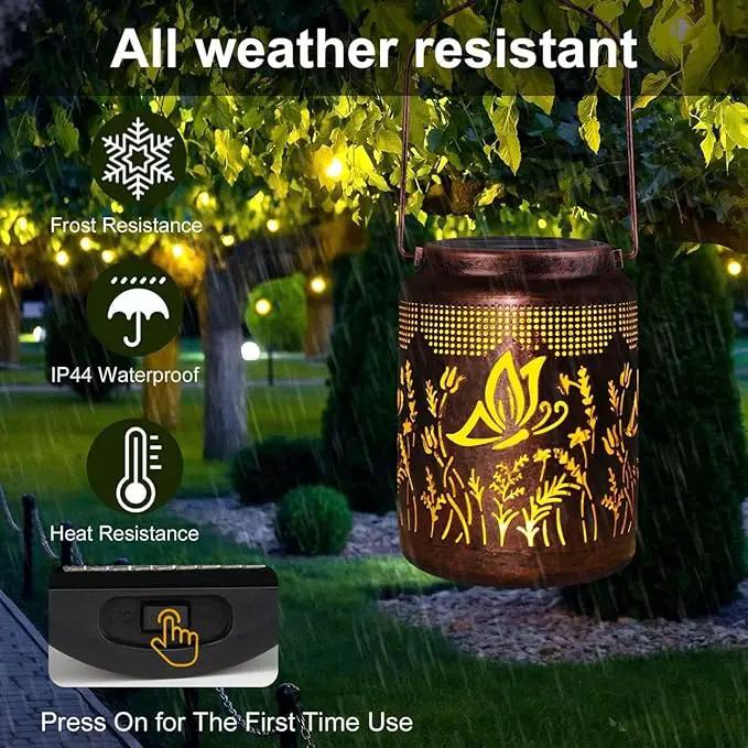 pearlstar Solar Lanterns Outdoor Waterproof Hanging Solar Lights Metal Butterfly Gifts for Women Mom Grandma Decor for Garden Yard Patio Balcony Path by GreenHaven Gardens