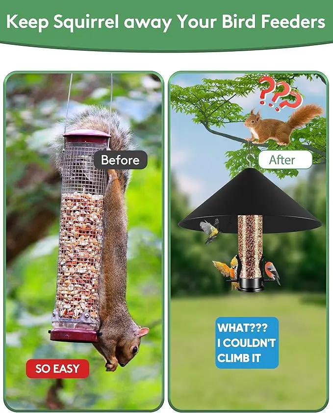 19 Inch Metal Squirrel Baffle for Bird Feeder, Squirrel Proof for Hanging Bird Feeder, Outdoor Bird Feeder Cover, Hummingbird Feeder Umbrella, Rust Chew Proof Heavy Duty by GreenHaven Gardens