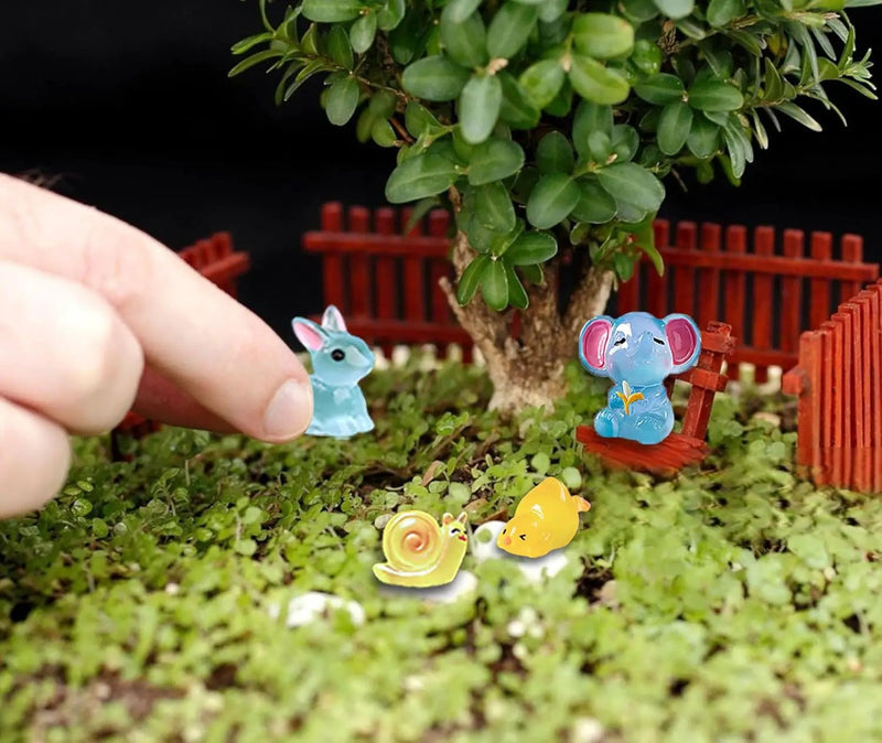Mini Resin Animals Variety Pack 200 Pcs Luminous Tiny Animals Bulk Glow in The Dark Fairy Garden Miniatures with Tiny Ducks to Hide Around The Home by GreenHaven Gardens