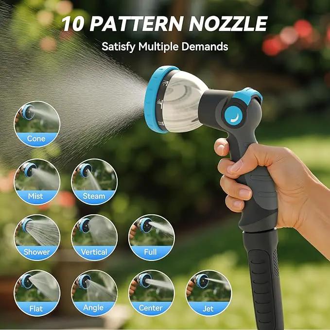 Retractable Garden Hose Reel 65 ft x 5/8 in, Heavy Duty Hose Reel Wall Mount with Any Length Lock, Auto Rewind System, 180° Swivel Bracket, 10-Pattern Garden Hose Nozzle, White & Grey by GreenHaven Gardens
