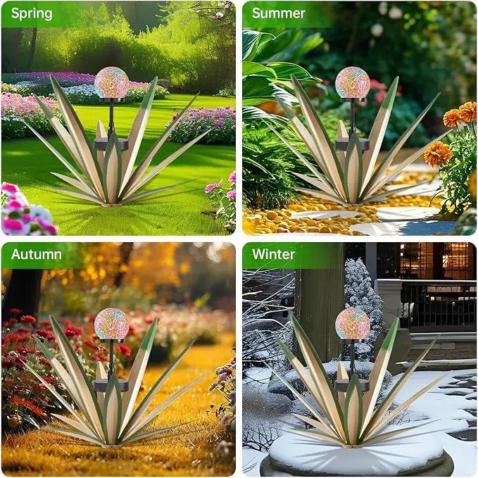 Tequila Rustic Sculpture Metal Yard Decor Hand Painted Metal Agave Garden Statue Green by GreenHaven Gardens