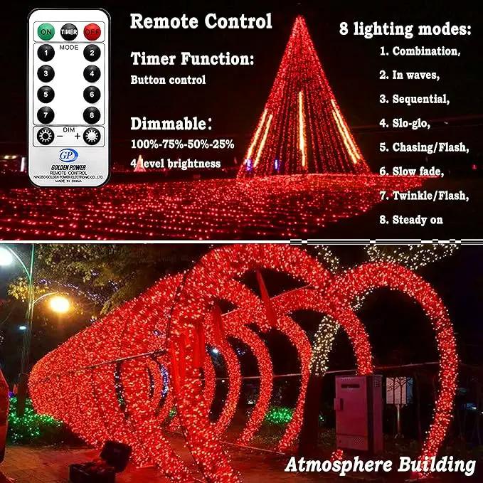 KNONEW 403ft 1000 LED String Lights Outdoor Christmas Lights 8 Modes & Timer Fairy Light Plug in Waterproof LED String Lights for Xmas Yard Tree Wedding Party Holiday Decorations (Red) by GreenHaven Gardens