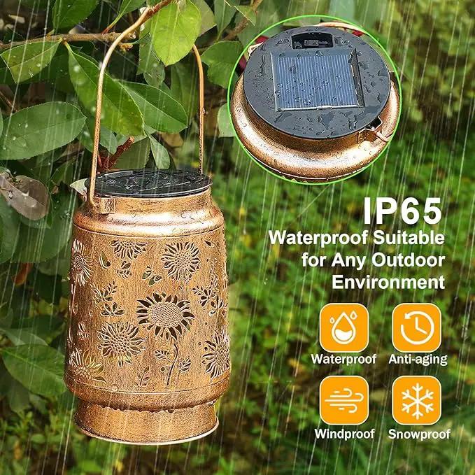 Sunflower Solar Lanterns Garden Decor, Birthday Gifts for Women Mom Grandma Metal Hanging Solar Lights Waterproof Outdoor Decoration LED Lanterns with Shepherd Hook for Outside Garden Yard Patio by GreenHaven Gardens