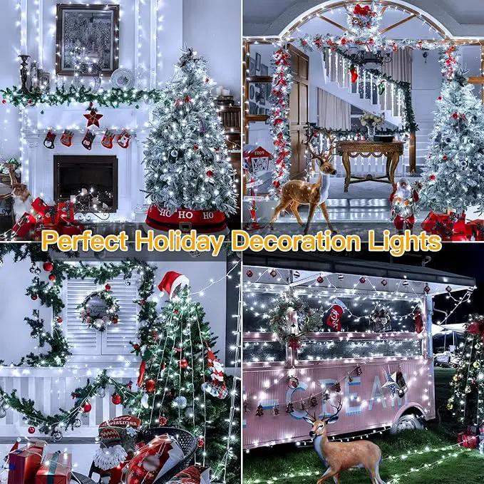 Ollny Christmas Lights Outdoor Waterproof, 1000LED 328FT Super Long String Lights with Remote 3 Timer, Plug in 8 Modes Fairy Light for Outside House Bedroom Xmas Decorations, Cool White by GreenHaven Gardens
