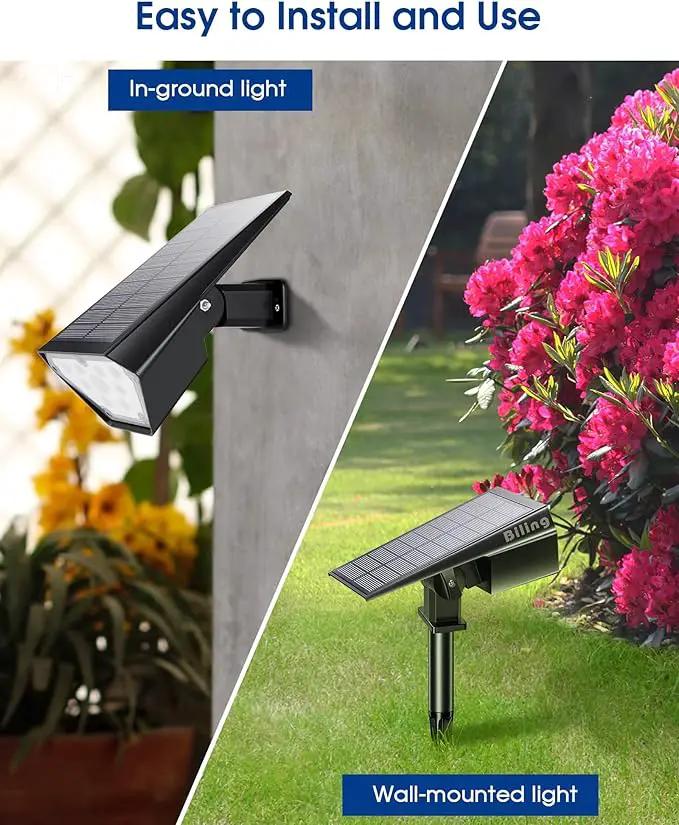 Biling Solar Spot Lights Outdoor, 2-in-1 Solar Landscape Lights 12 LED Bulbs Solar Powered Lights IP67 Waterproof Adjustable Wall Light for Patio Pathway Yard Garden Driveway Pool - White(6 Pack) by GreenHaven Gardens