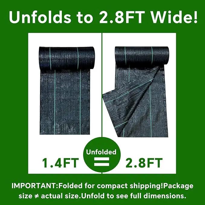 Weed Barrier Landscape Fabric Heavy Duty,3.2 OZ Premium Garden Weed Blocker Fabric for Weed Control, Plastic Ground Cover with Woven Weed Cloth,Durable Landscaping Fabric (2.8 X 100FT) by GreenHaven Gardens