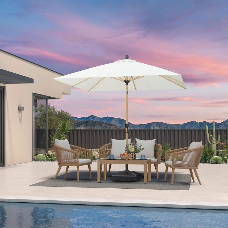PURPLE LEAF 8' x 8' Square Patio Umbrella Market Umbrella Aluminum Outdoor Table Umbrella with Push Button Tilt & 8 Sturdy Ribs and Crank Square Outdoor Umbrellas for Pool Backyard Deck, Cream by GreenHaven Gardens