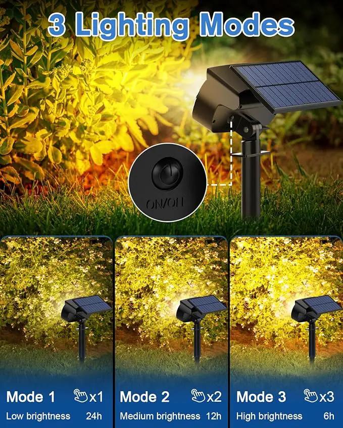 Fabrito Solar Spot Lights Outdoor 136 LEDs, Large Area Lighting Solar Lights Outdoor, 4 Pack IP65 Waterproof Landscape Spotlights Auto On/Off for Yard, Garden, Pathway, Plants,Tree (Warm White) by GreenHaven Gardens