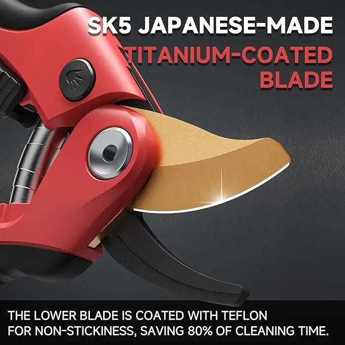 FLORA GUARD Professional Pruning Shears, SK5 Teflon-Coated Blades, Precision Garden Scissors with Non-Slip Handle, Lightweight Hand Pruner for Roses, Vines, and Shrubs by GreenHaven Gardens