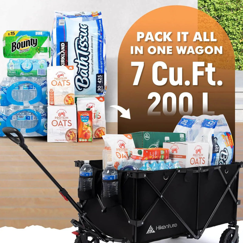 Hikenture Collapsible Wagon - 330LBS Capacity, Extra Large Foldable Wagon with All-Terrain Wheels, Utility Beach Cart for Outdoor Garden by GreenHaven Gardens