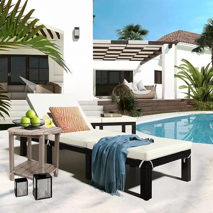 Adirondack Round Outdoor Side Table 2-Tier Storage Patio Side Table, HDPE End Tables for Backyard Pool Porch Garden Lawn (Teak) by GreenHaven Gardens