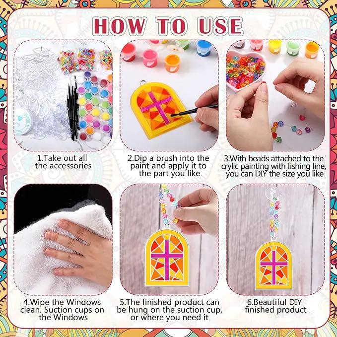 30 Sets Cross Suncatchers Window Art Kits, Christian DIY Sun Catchers Bulk Religious Crafts Paint Your Own Cross Window Ornaments for Boys Girls VBS Sunday School Classroom Home Party Decor by GreenHaven Gardens