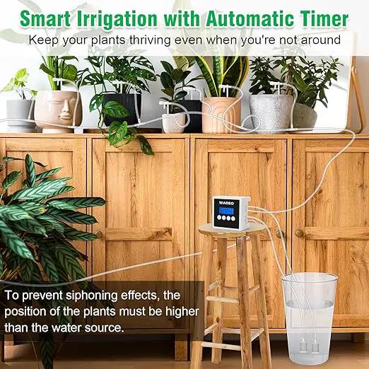 WADEO Automatic Watering System for Potted Plants, Dual Pump Plant Watering System, 15 Potted Automatic Plant Waterer for Indoor, Automatic Drip Irrigation Kit with Digital Programmable Water Timer by GreenHaven Gardens