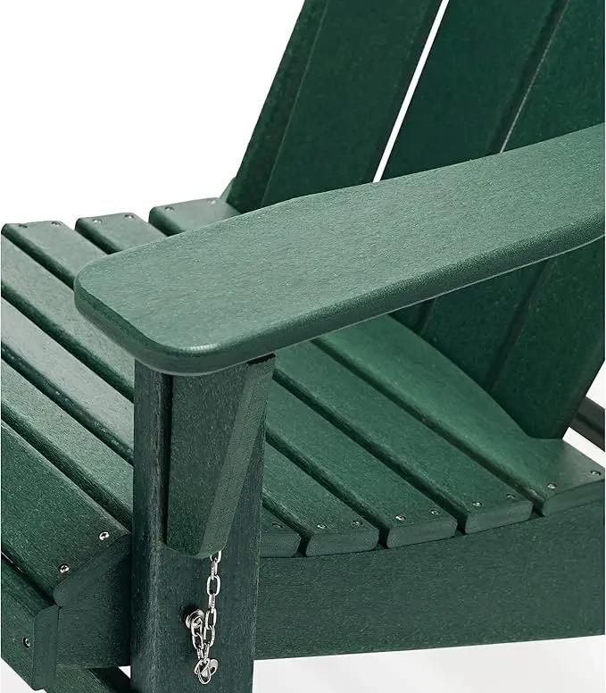 WO Home Furniture Adirondack Chairs Table Set of 3 PCS Outdoor Folding Chairs Coffee Table Weather/UV Resistant for Lawn, Garden, Bon Fire, Balcony (Dark Green) by GreenHaven Gardens