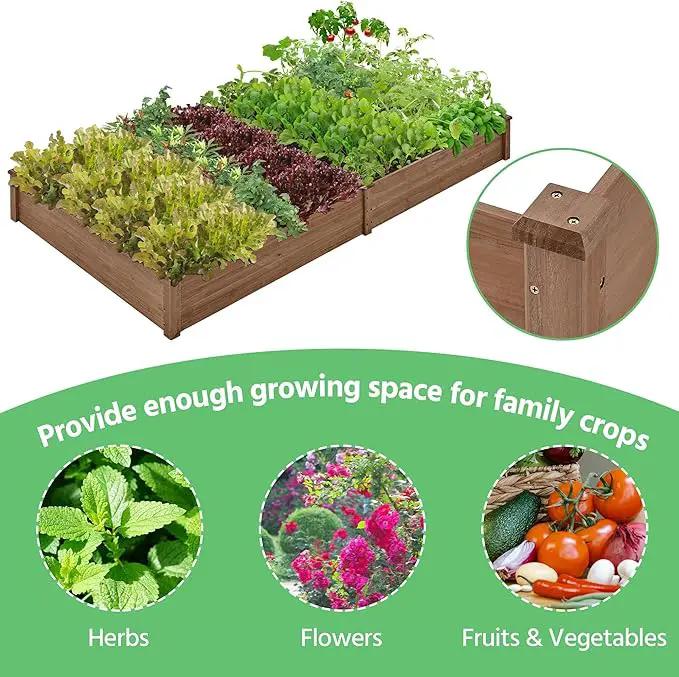 Yaheetech 8×4ft Wooden Horticulture Raised Garden Bed Divisible Elevated Planting Planter Box for Flowers/Vegetables/Herbs in Backyard/Patio Outdoor, 93 x 48 x 10in, Dark Brown by GreenHaven Gardens